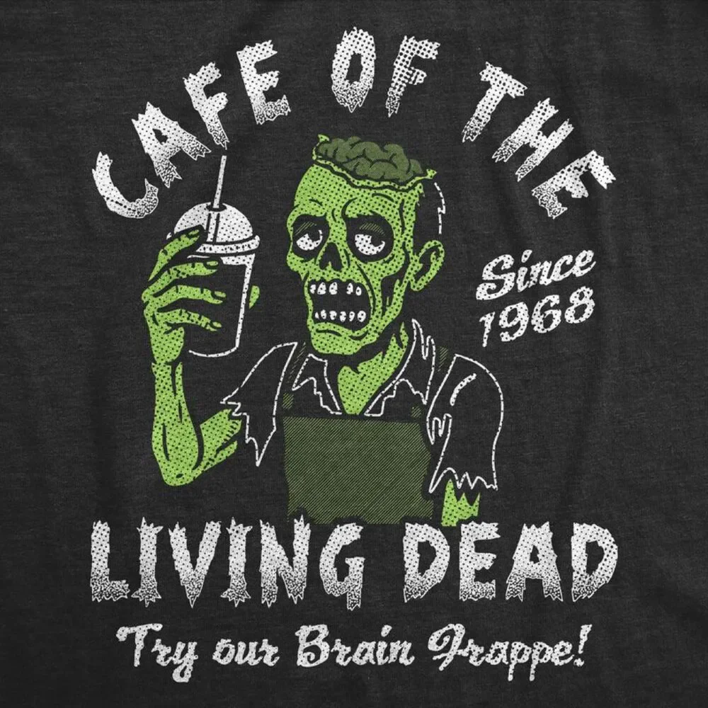 Mens Funny T Shirts Cafe Of The Living Dead Zombie Tee For Men